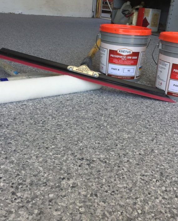Decorative flake garage floor system